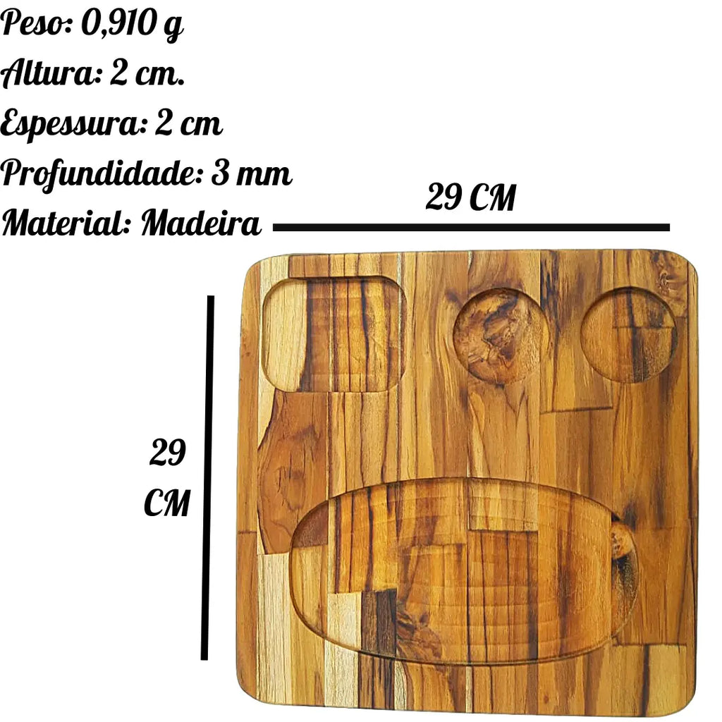Tabua Madeira Teca Quadrada 4 Furos A Gourmet
