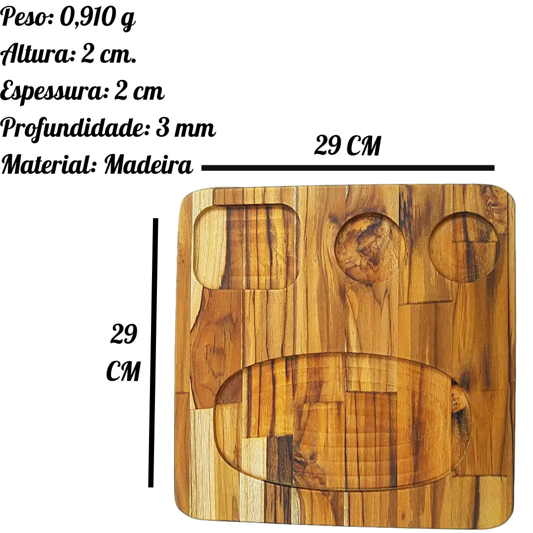 Tabua Madeira Teca Quadrada 4 Furos A Gourmet