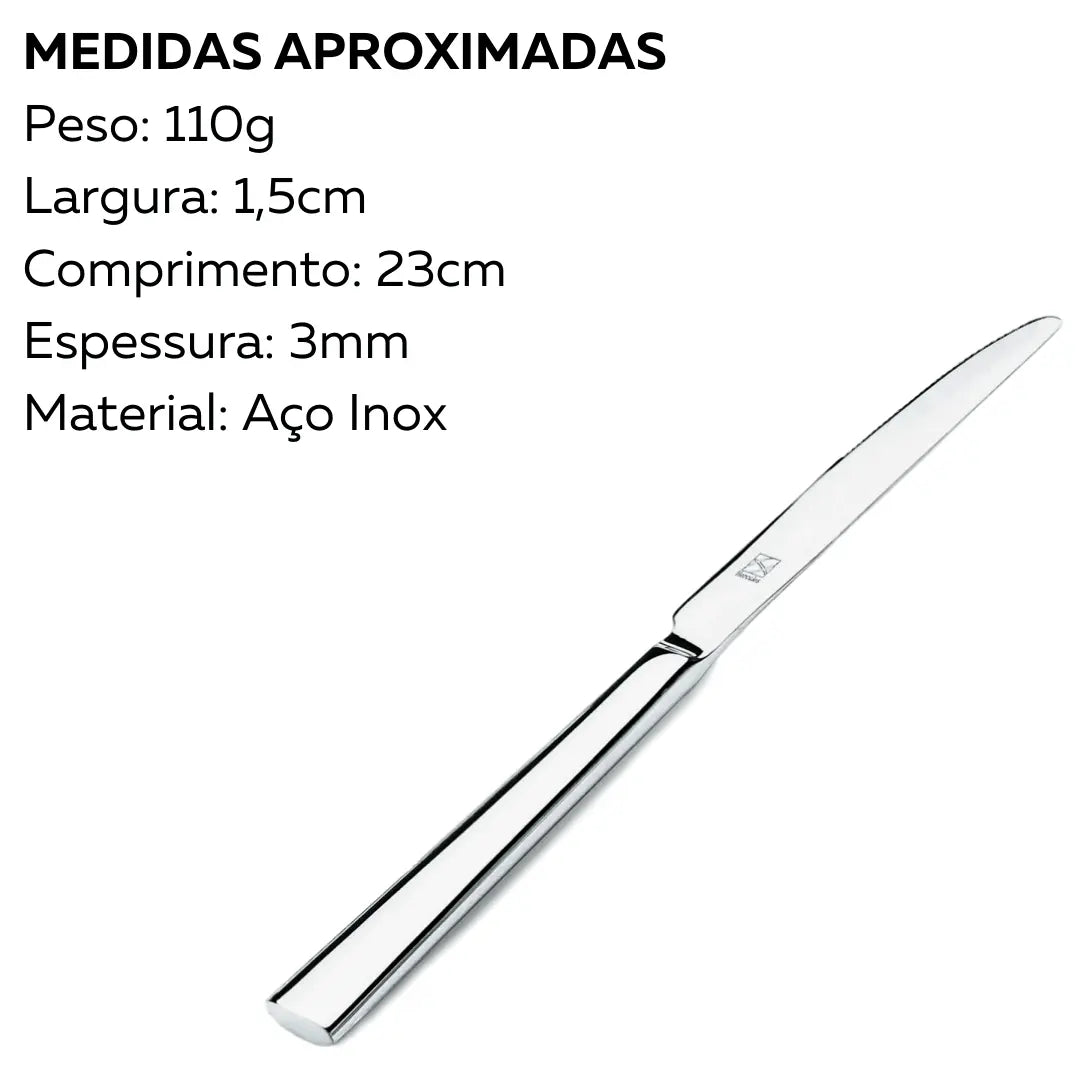 Faca de Mesa Mykonos em Aço Inox com 23,3 cm. Mykonos