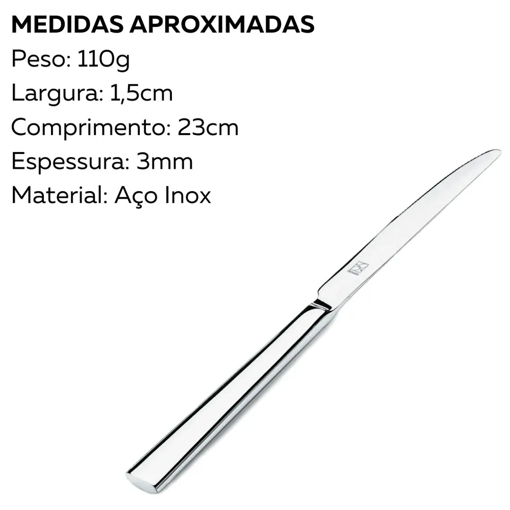 Faca de Mesa Mykonos em Aço Inox com 23,3 cm. Mykonos
