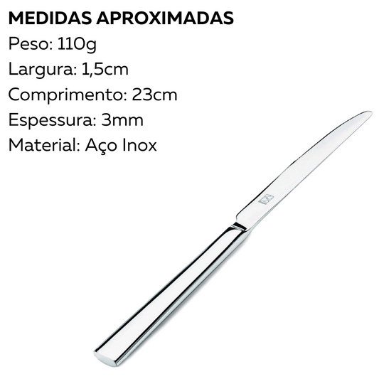 Faca de Mesa Mykonos em Aço Inox com 23,3 cm.