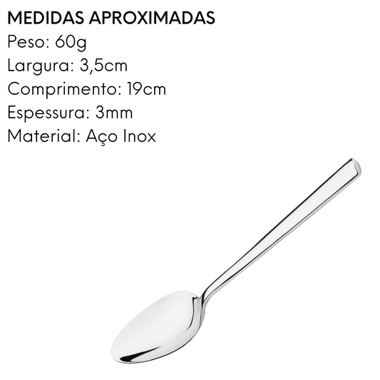 Colher de Sobremesa Mykonos em Aço Inox com 18,9 cm.