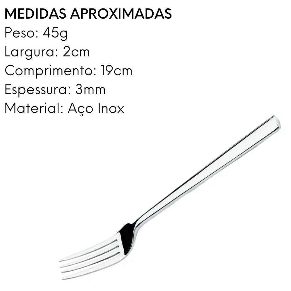 Garfo de Sobremesa Mykonos em Aço Inox com 21 cm. Hercules