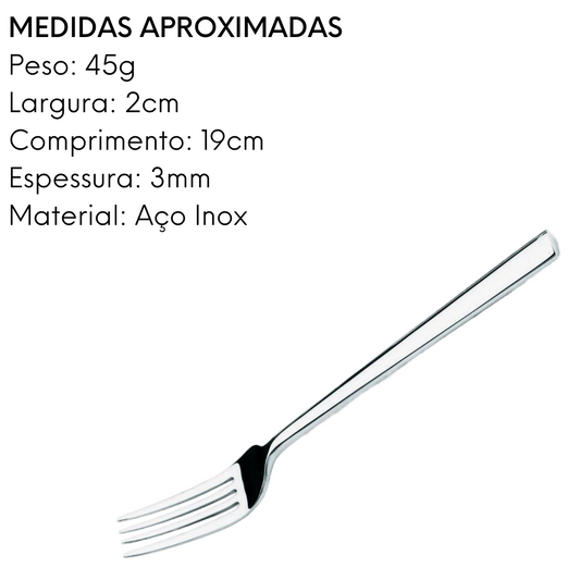 Garfo de Sobremesa Mykonos em Aço Inox com 21 cm.