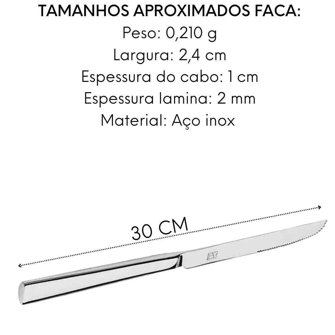 Kit Churrasco Mykonos Inox Faca Garfo Resistente Hercules