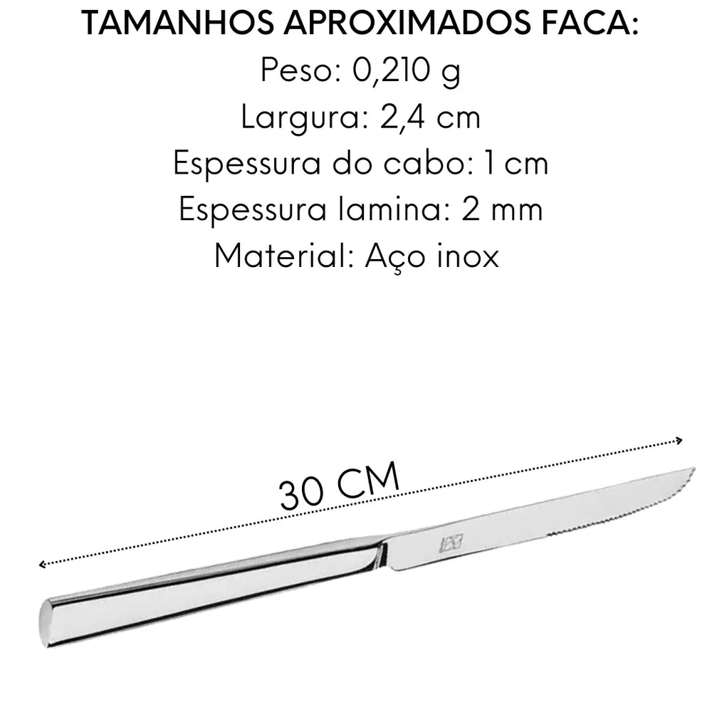 Kit Churrasco Mykonos Inox Faca Garfo Resistente Hercules