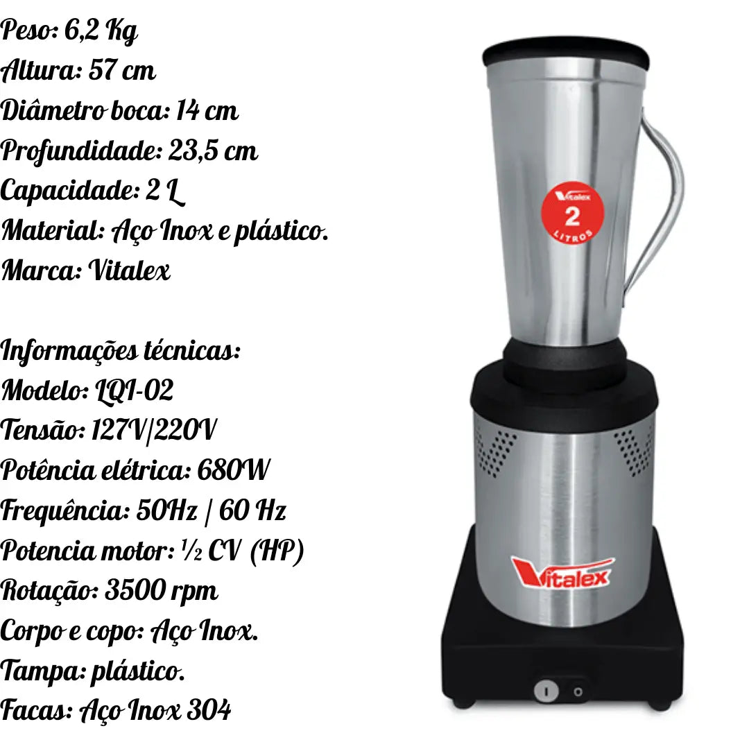 Liquidificador Industrial 2l Vitalex Profissional Vitalex
