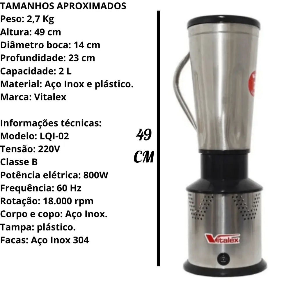 Liquidificador Industrial 2L/220v Profissional Vitalex