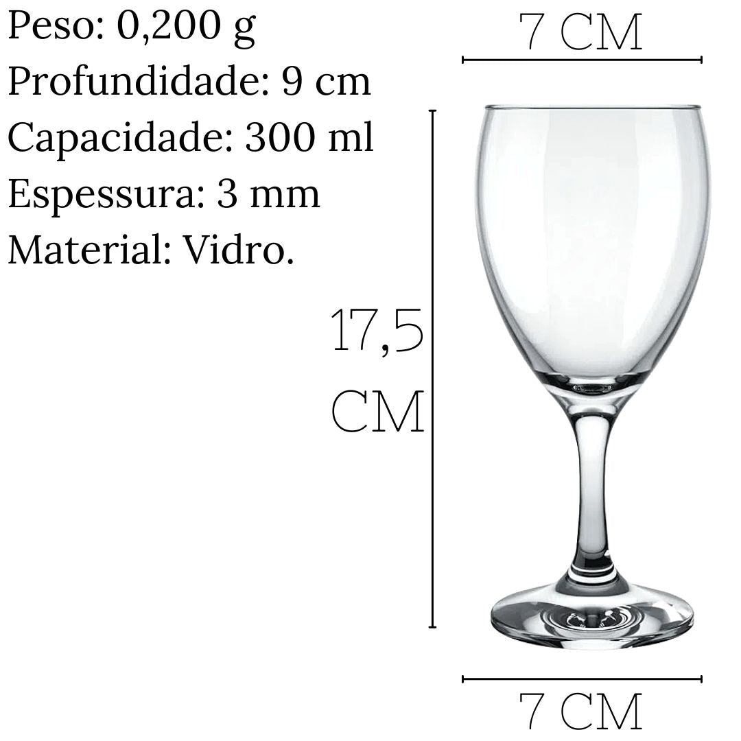 Taças Agua Windsor Em Vidro 300ml Nadir