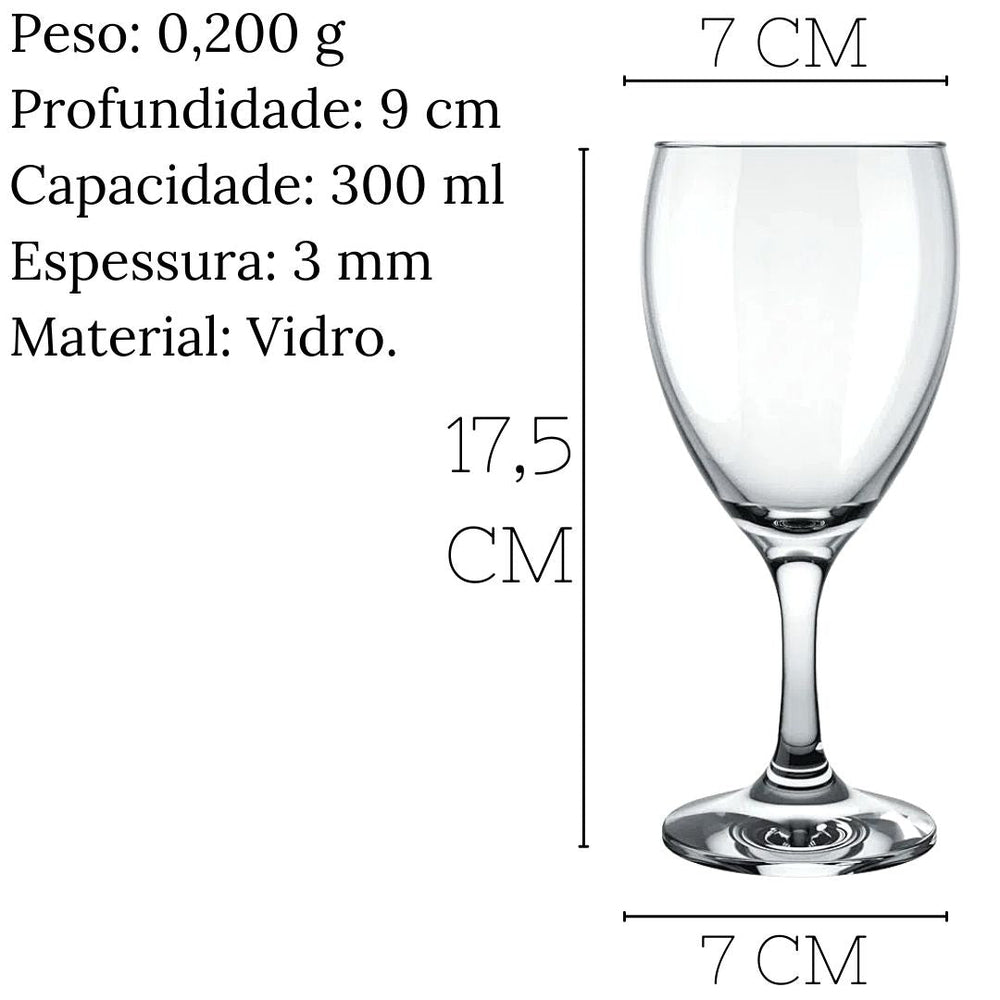 Taças Agua Windsor Em Vidro 300ml Nadir
