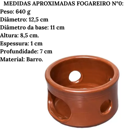 Fogareiro de Barro N° 0 com 12,5 cm.