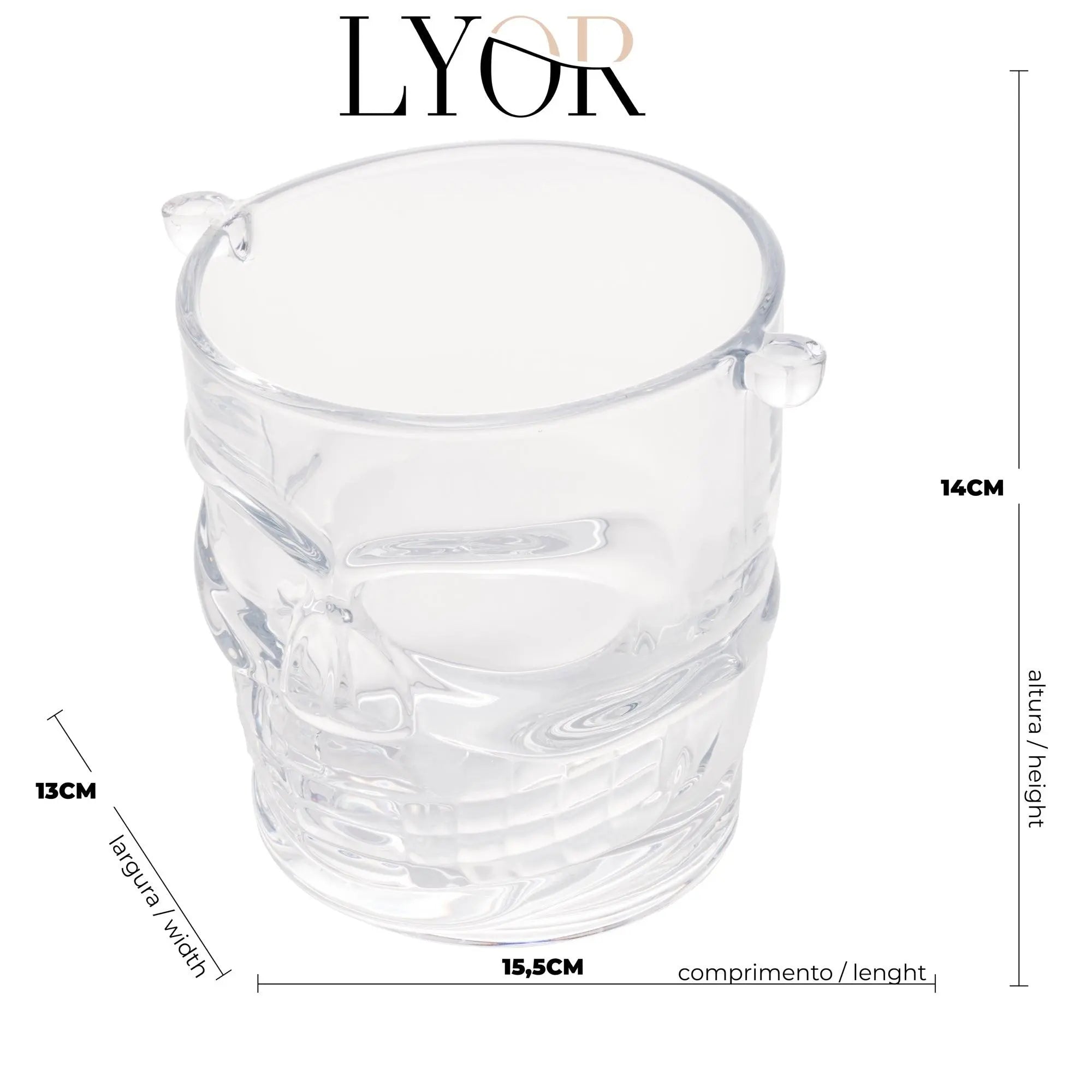 Balde Gelo Caveira Vidro 1L Lyor