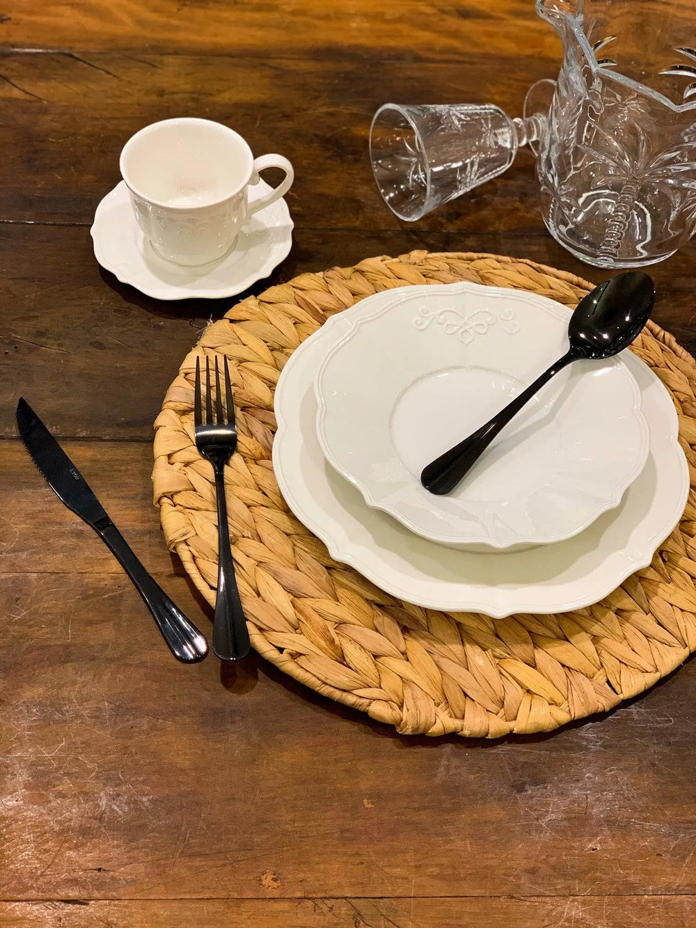 Faqueiro Positano Preto 24pçs Lyor