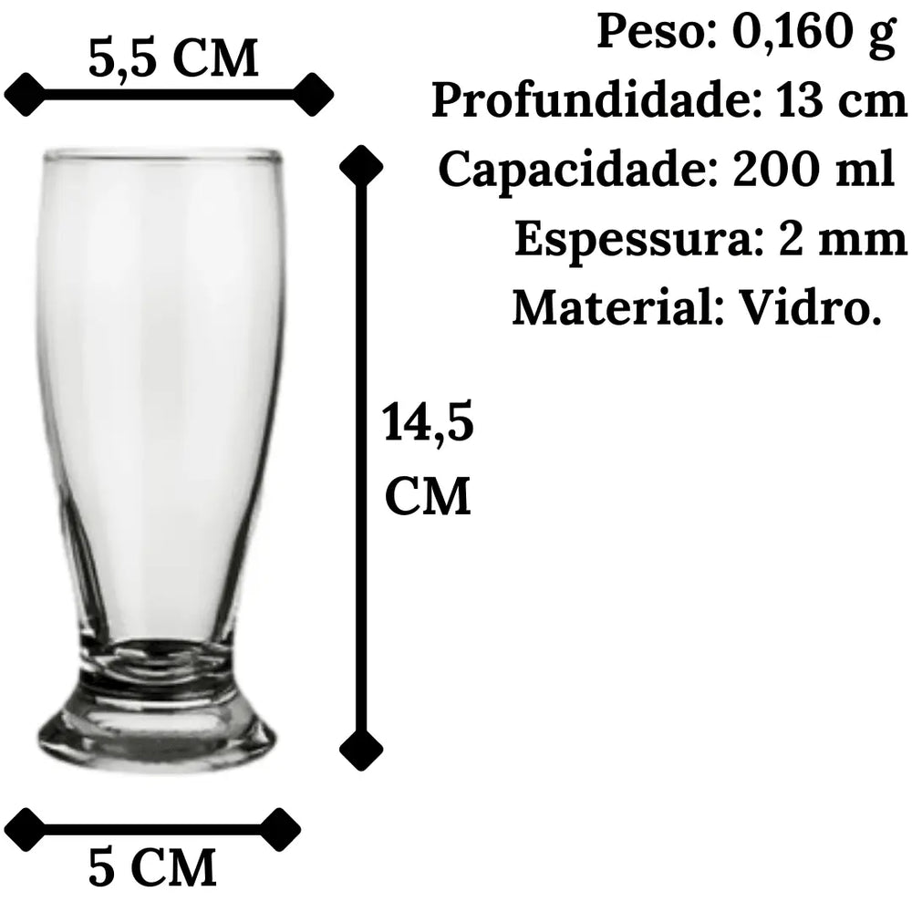 Copo Chopp Cerveja 200ml Bar Bistrô Restaurante Vidro Original