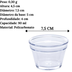 Ramequim Cheff 90ml Incolor Policarbonato