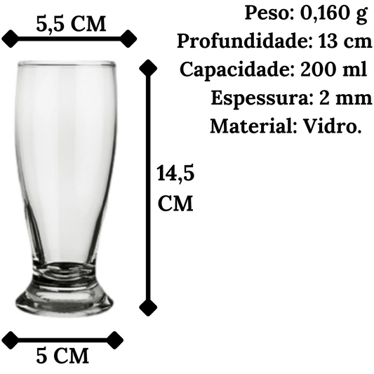 Copo Chopp Cerveja 200ml Bar Bistrô Restaurante Vidro