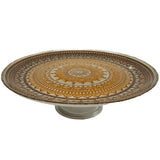 Prato P/ Bolo Centro Mesa Decorado C/ Pé 33cm Vidro Lyor