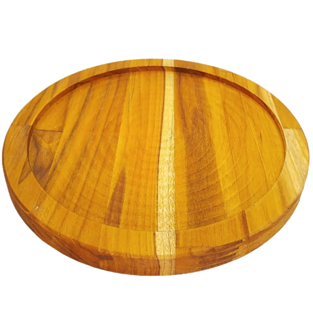 Tabua Madeira Teca Redonda Pergaminho A Gourmet