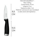 Jogo 4 Facas Kichen Mundial Cabo Preto Corte Profissional Hercules