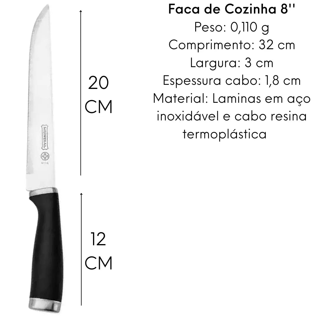 Faca De Cozinha 8'' Multiuso Kitchen Mundial Resistente Hercules