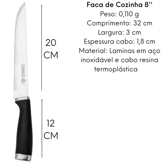 Faca De Cozinha 8'' Multiuso Kitchen Mundial Resistente