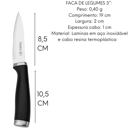 Faca Legume Verdura Mundial Kitchen 3'' Profissional