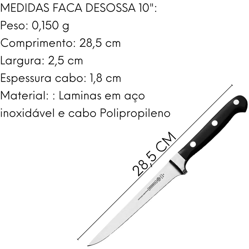 Faca Desossa 152mm Chef Kitchen Mundial Cabo Preto Hercules