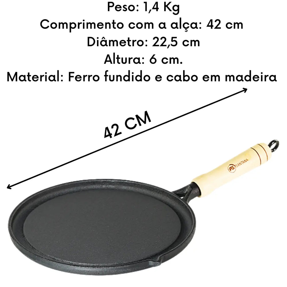 Bifeteira Lisa C/ Cabo Ferro Fundido Fs 15 Santana Santana