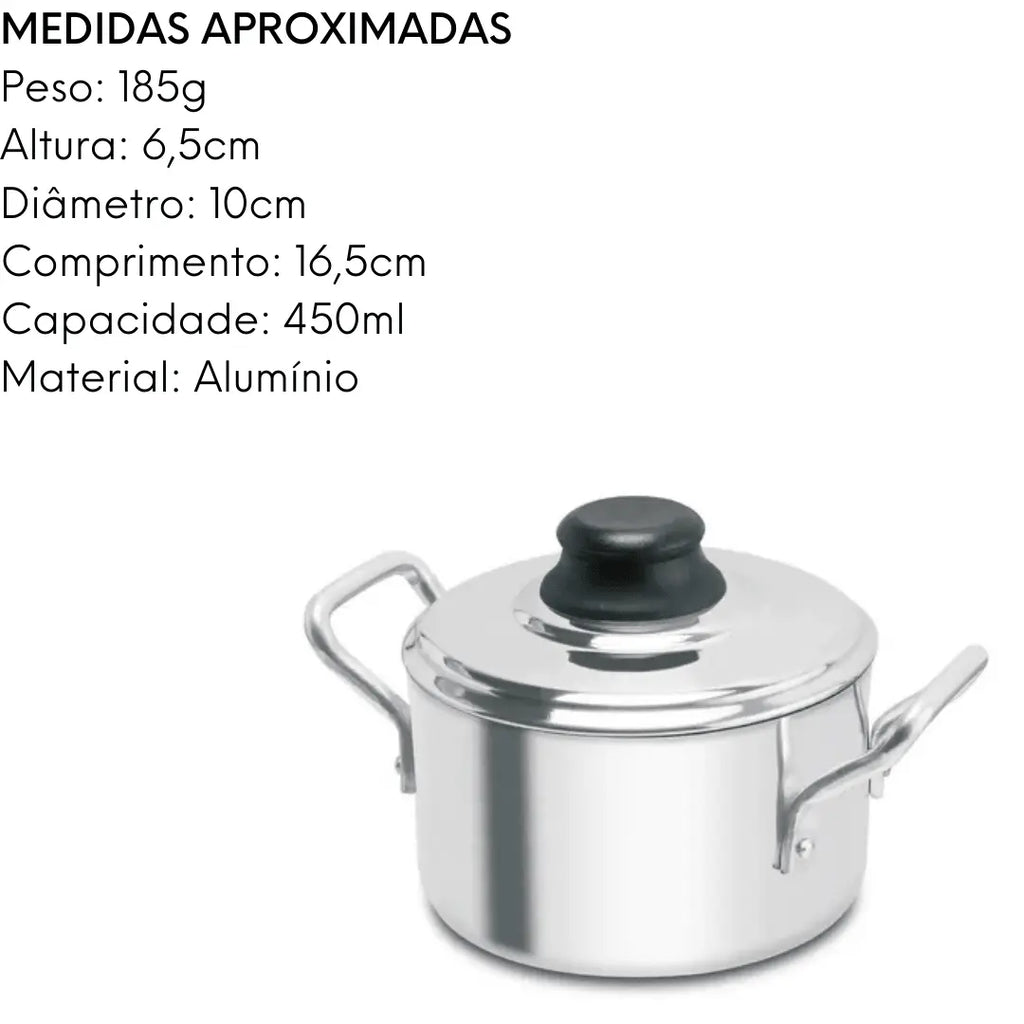 Mini Caçarola com Tampa de Alumínio 450ml ABC