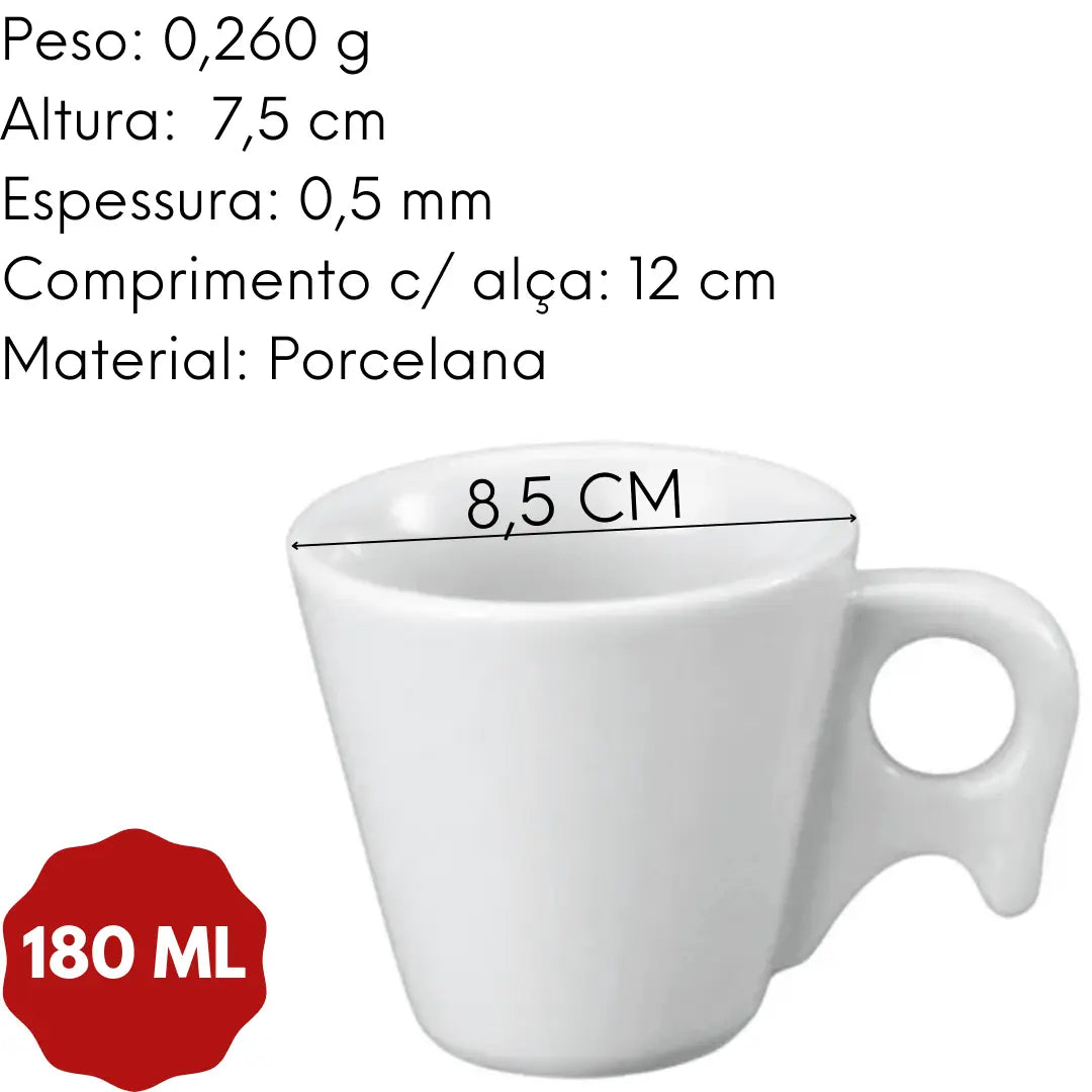 Xícaras De Chá Kopi Sem Pires 200 Ml Porcelana ATLAS