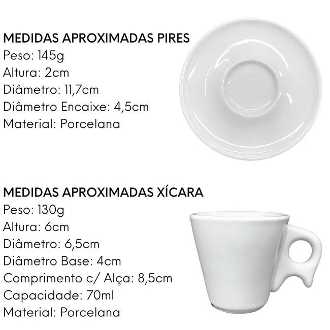 Xicaras de café com pires 70ml Porcelana Main Image