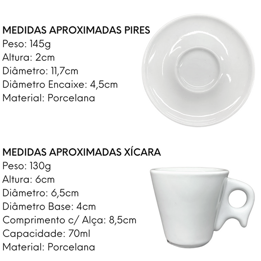 Xicaras de café com pires 70ml Porcelana