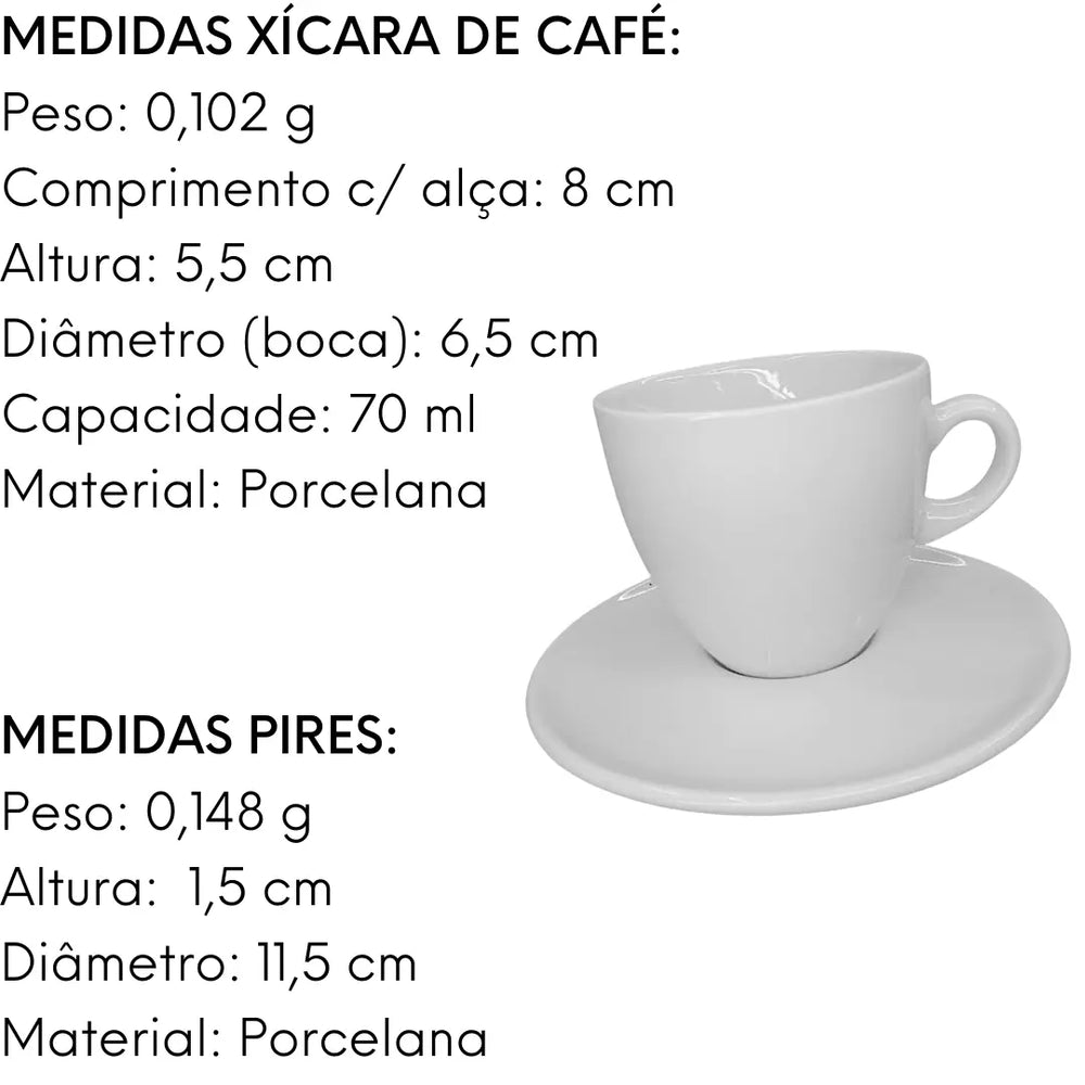 Xícara Café Quenia Segunda Linha Porcelana Branca 70ml ATLAS