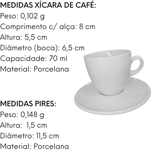 Xícara Café Quenia Segunda Linha Porcelana Branca 70ml