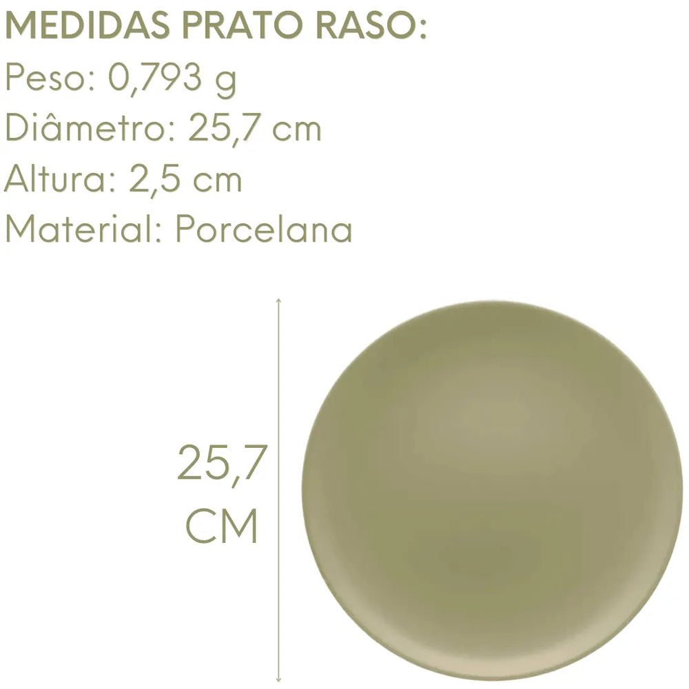 Prato Raso Oliva Porcelana Verde 25,7 Cm Oxford Elegante Oxford
