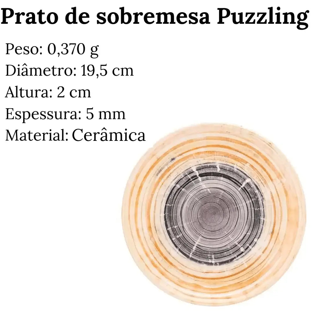 Prato Sobremesa Porcelana 19cm Puzzling Oxford Elegante Oxford