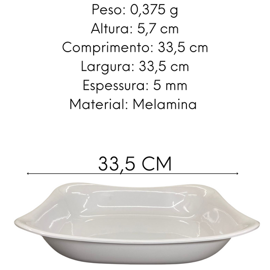 Saladeira Quadrada Melamina 33,5cm