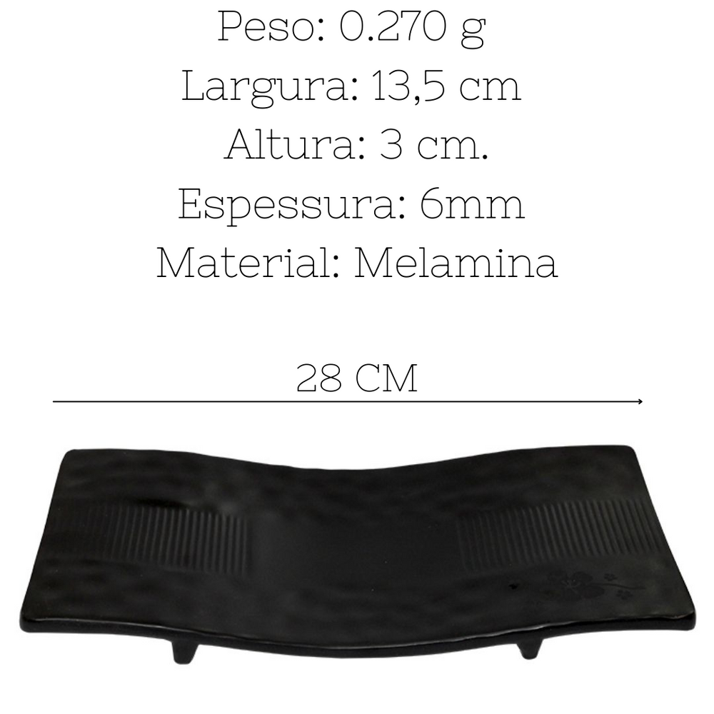 Prato P/ Sushi Melamina Black Bestfer