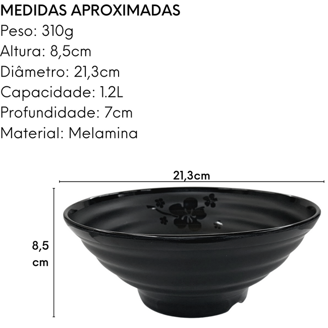 Bowl Tigela Ondulada 1,2L Kanpai Black Melamina Main Image