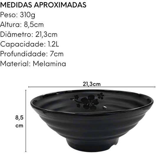 Bowl Tigela Ondulada 1,2L Kanpai Black Melamina