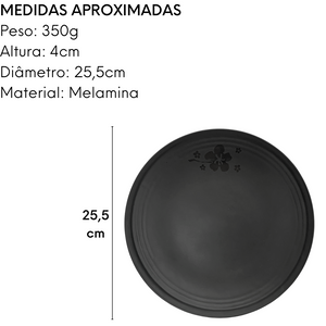 Prato Raso Redondo Melamina Black Bestfer