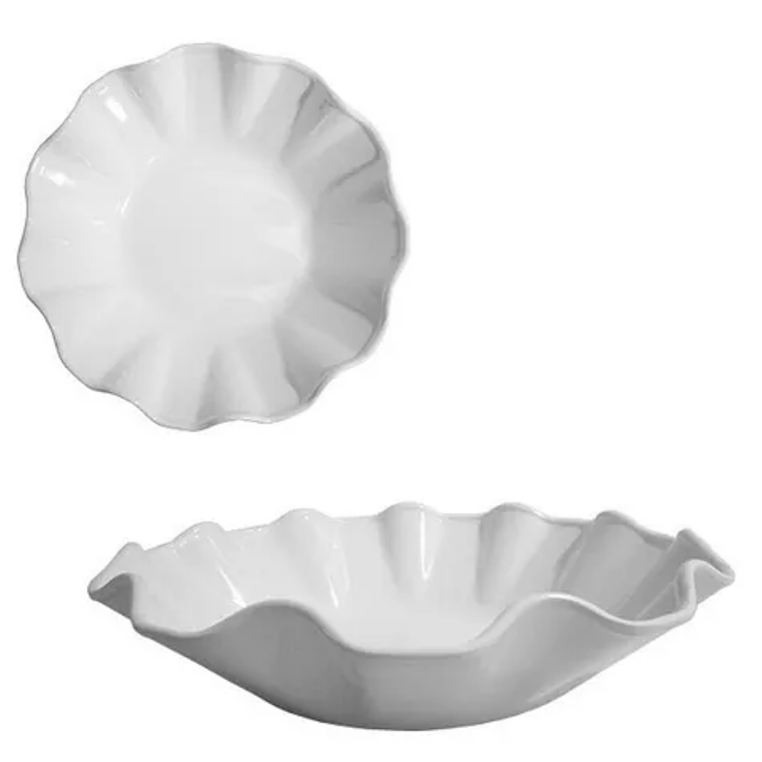 Fruteira Premium Bowl Ondulado 28cm Branco Bestfer