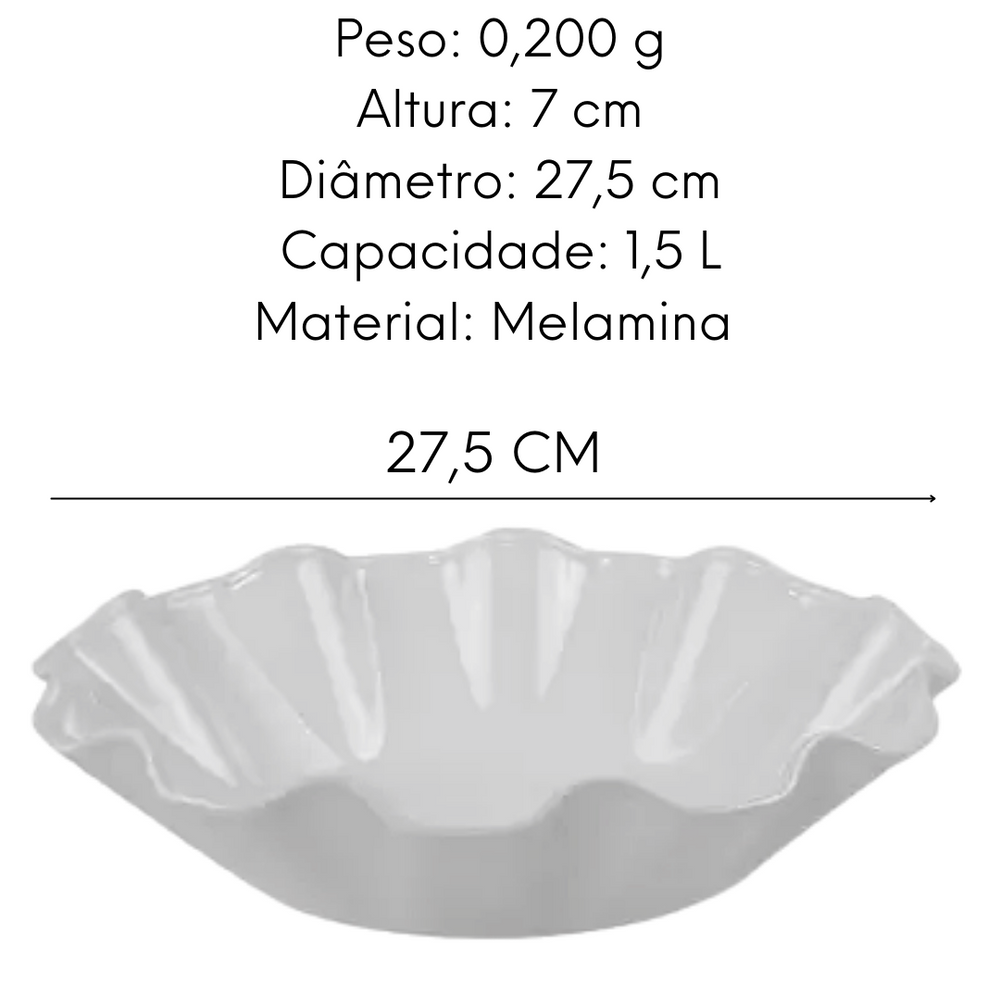 Fruteira Premium Bowl Ondulado 28cm Branco Bestfer