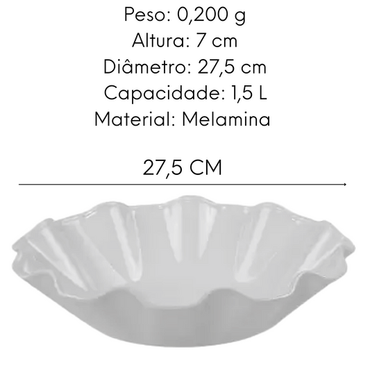 Fruteira Premium Bowl Ondulado 28cm Branco