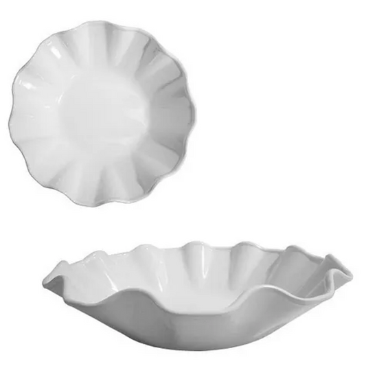 Fruteira Premium Bowl Ondulado 28cm Branco