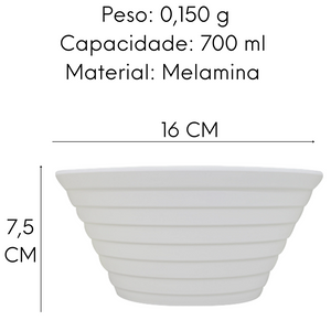 Tigela Bowl Ondulado Melamina 14cm 700ml Bestfer