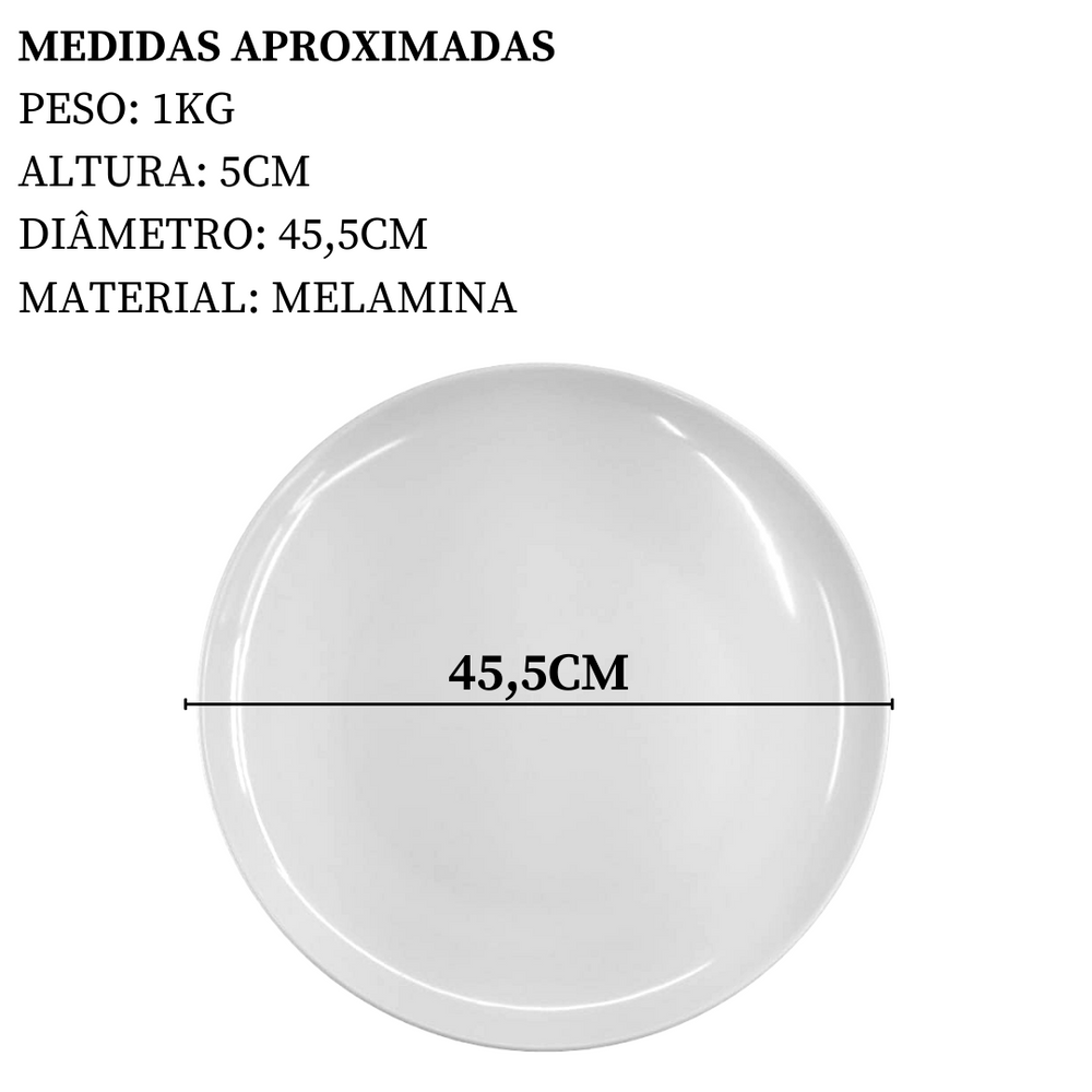 Prato Bolo Melamina Branca 45,5cm Bestfer