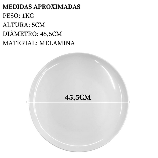 Prato Bolo Melamina Branca 45,5cm