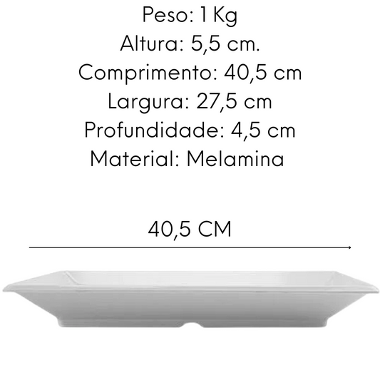 Travessa retangular funda 40cm melamina