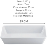 Saladeira 1,5L Travessa Retangular Melamina Bestfer